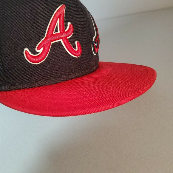 New Era 59Fifty Atlanta Braves Double Logo MLB Navy Blue Baseball Hat Size 7 5/8 - Picture 12 of 12
